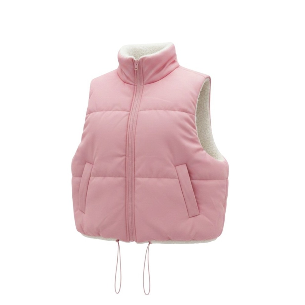 No Boundaries Reversible Sherpa Puffer Vest‎ Jr 11 Pink Cream Coquette Gorpcore